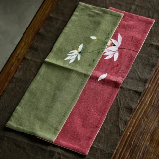 Tapete de té pintado a mano, Bandera de mesa de algodón y lino para juego de té, mantel de mesa de doble cara de estilo chino, accesorios de bandera de té lavables