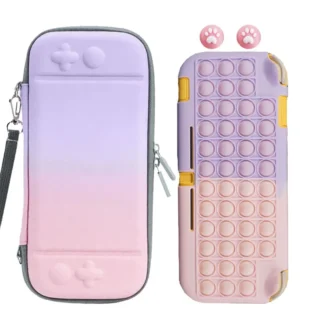 Juego de accesorios 4 en 1 para Nintendo Switch Lite, bolsa de transporte de viaje, estuche de burbujas Pop, color rosa