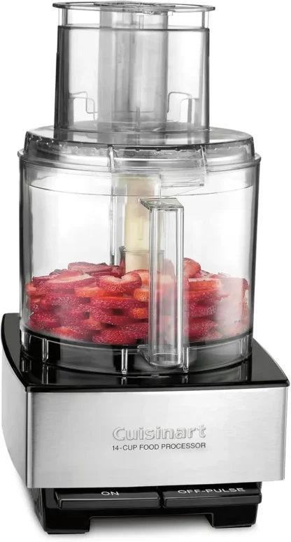 Procesador de alimentos Picadora de verduras de 14 tazas para picar, cortar en cubitos, triturar puré y amasar masa, acero inoxidable, DFP-1