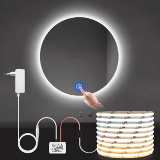 Tira de luces LED COB de 24V de CC, atenuador táctil de vidrio Penetrable, luz de tocador de maquillaje, espejo de tocador de baño DIY, decoración de retroiluminación