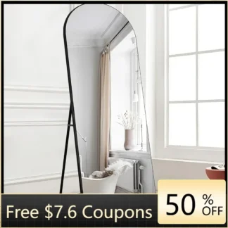 Espejo de suelo de longitud completa para sala de estar, espejo de suelo alto rústico, negro, espejos sin carga, cuerpo Led, muebles tradicionales, 59 "x 20"