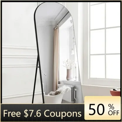 Espejo de suelo de longitud completa para sala de estar, espejo de suelo alto rústico, negro, espejos sin carga, cuerpo Led, muebles tradicionales, 59 "x 20"