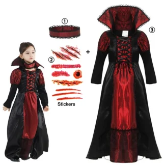 Vestido de vampiro para niñas y niños, disfraz gótico de novia fantasma, disfraz de vampiro, diablo, murciélago, disfraz de Halloween, traje de Carnaval de vampiro