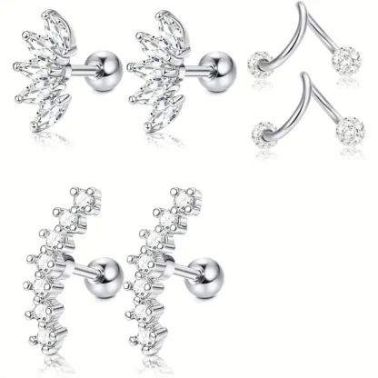 DOLOTTA-pendientes de acero inoxidable para mujer, aretes para cartílago de la oreja, Tragus, hélice, Concha, Piercing de espalda plana, joyería, 1 unidad, 16G