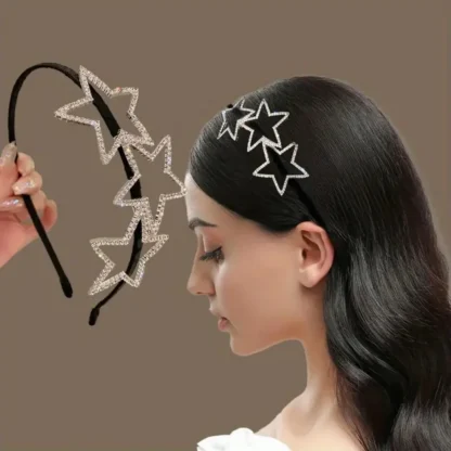 Elegante diadema de estrella de diamantes de imitación para mujer, aro de pelo antideslizante de aleación de hierro de estilo dulce con piedras brillantes, regalo perfecto para