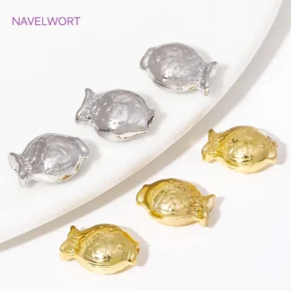 Cuentas espaciadoras en forma de pez chapadas en oro de 18K, separadores de cuentas, accesorios de joyería para abalorios, pulseras DIY, hallazgos