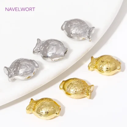Cuentas espaciadoras en forma de pez chapadas en oro de 18K, separadores de cuentas, accesorios de joyería para abalorios, pulseras DIY, hallazgos