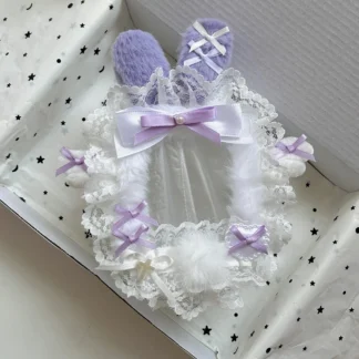 Bolsa de organización de muñecas para juguetes, dibujos animados de Anime, muñecas de 10 cm, bolsa transparente de PVC, llavero, estuche de almacenamiento con cinta de encaje
