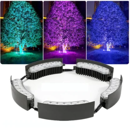 DMX-Anillo de luz de palmera de color RGB para exteriores, 18W, IP65, impermeable, foco de jardín para Parque, poste de paisaje, lámpara de árbol de abrazo de coco