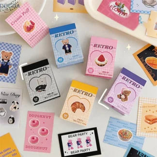 Pegatinas de fiesta de oso lindo Ins, planificador, diario, Collage, tarjeta de ídolo DIY, Material de decoración, libro de pegatinas, papelería Kawaii, 50 hojas