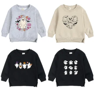 Sudaderas de lana de algodón para niños, ropa de Halloween para bebés, sudaderas con capucha casuales para niños, Tops para niñas, Otoño e Invierno