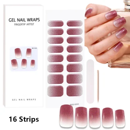 Envolturas de Gel semicurado rápido, adhesivo sólido para uñas, cubierta completa, calcomanía para uñas, lámpara UV, decoración de manicura curada