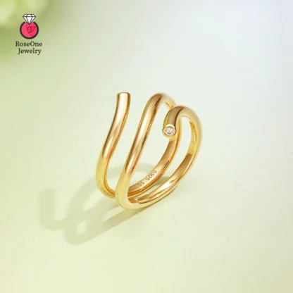 RoseOne-Anillo de Ballet de oro de 18K para mujer, anillo en espiral, anillos de línea Simple, regalo de Festival, joyería de moda