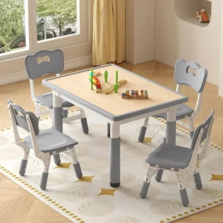 Niños y sillas, juego de mesa y sillas de escritorio Graffiti para niños pequeños, niños de 3 a 8 años, 31,5 pulgadas de largo x 23,6 pulgadas de ancho