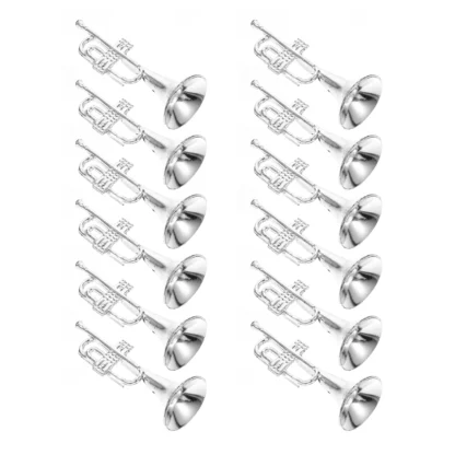 12 Uds. Modelo de instrumento Musical Mini trompeta miniaturas pequeño accesorio decoraciones para fiestas temáticas hawaianas