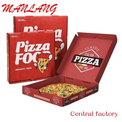 Caja de cartón corrugado de papel ecológico personalizado, almacenamiento a prueba de masa, paquete de rebanadas de pizza, caja de pizza de grado alimenticio con logotipo