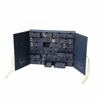 Logotipo de estampado de productos personalizados, cierre de cinta de dos puertas, calendario de adviento personalizado, caja de regalo con cajones de papel de tarjeta