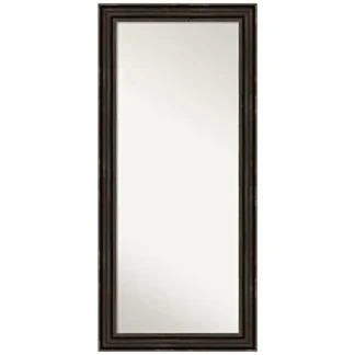 Espejo de bronce de longitud completa, 66,25x30,25 pulgadas Marco de madera de vidrio no biselado, espejo montado en la pared para dormitorio