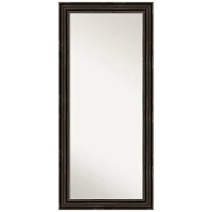 Espejo de bronce de longitud completa, 66,25x30,25 pulgadas Marco de madera de vidrio no biselado, espejo montado en la pared para dormitorio