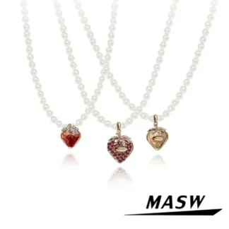 MASW-collar de fresa roja con perla de imitación para mujer y niña, diseño Original, joyería Popular, novedad de 2024
