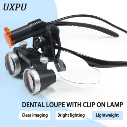 Lupa binocular dental y clip de 5W en foco de alto brillo para otorrinolaringología, cirugía cosmética y bucal