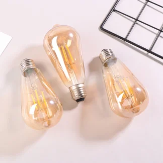 Bombilla de filamento LED ST64, aspecto de cristal dorado Vintage, luz artística, iluminación ambiental de restaurante de imitación de tungsteno, 1 ud.