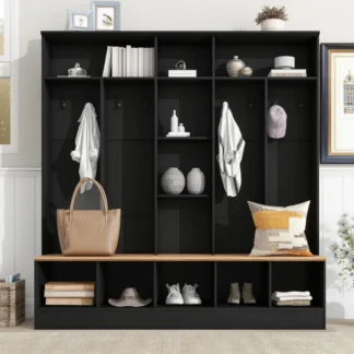 Zapatero decorativo con estantes y almacenamiento en cubos, organizador de almacenamiento moderno para árbol y zapatero de salón grande