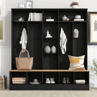 Zapatero decorativo con estantes y almacenamiento en cubos, organizador de almacenamiento moderno para árbol y zapatero de salón grande