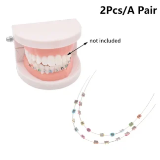 1 par de decoración dental temporal con cables de Metal, soporte de Metal colorido y ligaduras de ortodoncia, decoraciones dentales