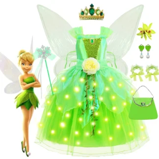 Vestido de princesa Tinker Bell para niñas, disfraz de hada verde, disfraz de Cosplay para el Día de los niños, trajes de actuación en escenario, regalo sorpresa de cumpleaños para niños