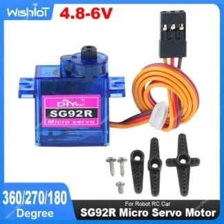Micro servomotor SG92R 4,8-6V 360/270/180 grados ángulo controlable de rotación continua para Robot RC Drone modelo de avión 9g