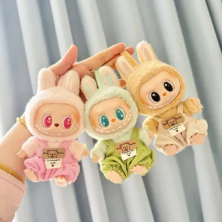 Mini ropa de muñeca de peluche de 17cm, muñecas Idol Labubu I II, pantalones con pechera bonitos para fiesta sentada, accesorios de ropa para Corea Kpop Exo