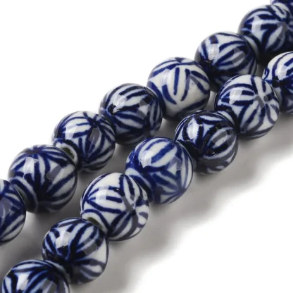 Cuentas de porcelana hechas a mano, abalorios espaciadores sueltos redondos de cerámica para fabricación de joyas, pulsera, collar, suministros artesanales, 30 piezas, 10mm