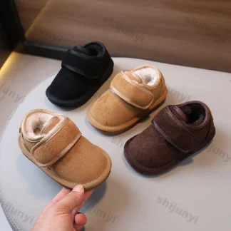 Zapatos de algodón para niños, moda de invierno, antideslizantes, cálidos, suela suave, zapatos informales, botas de algodón ligeras y cómodas para la nieve