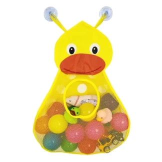 Bolsa de almacenamiento de juguetes para baño de bebé, organizador de juguetes, cestas de red, bolsa de juego de juguetes de agua para niños, ventosas fuertes, pato y rana