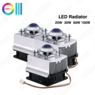 Disipador de calor LED + lente de 60 90 120 grados + reflector + soporte + ventilador de 12V 110V 220V adecuado para chips LED de 20W 30W 50W 100W