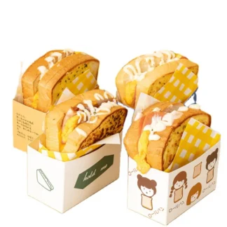 Caja de papel de embalaje para sándwich de hamburguesa desechable personalizada, caja de papel para pan tostado, producto personalizado