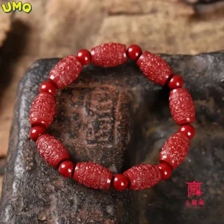 Pulsera de cinabrio Natural de alto contenido, brazalete de cuentas de cubo de nube de oro púrpura y arena, amuleto GiftTai Sui