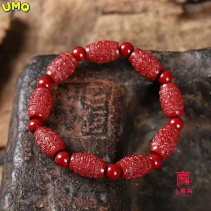 Pulsera de cinabrio Natural de alto contenido, brazalete de cuentas de cubo de nube de oro púrpura y arena, amuleto GiftTai Sui