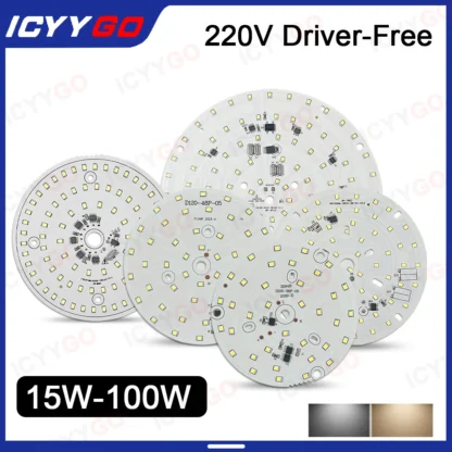 1 Uds. LED 15W 18W 24W 40W 80W 100W AC220-240V de alta potencia No necesita controlador SMD2835 cuentas de lámpara DIY PCB bombilla LED redonda para iluminación