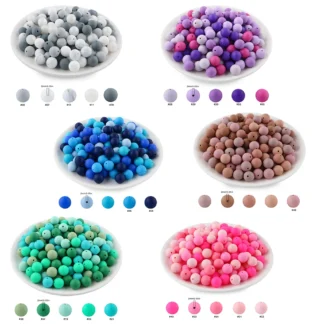 Sunrony-Cuentas de silicona redondas de colores, 30 piezas, 9/12/15mm, nueva combinación DIY para bolígrafo, llavero, joyería, collar y pulsera