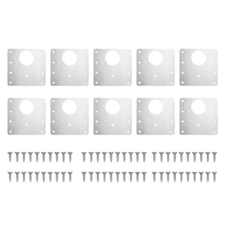 Kit de placa de reparación de bisagra de armario, placa de montaje de bisagra de puerta de armario de cocina con agujeros, soportes de fijación planos, 10 Uds.