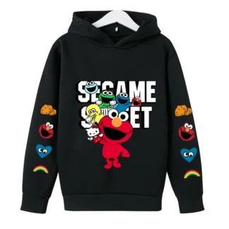 Sudaderas con capucha de primavera y otoño para niños y niñas, ropa deportiva para niños de 2 a 12 años, Top de manga larga de barrio sésamo fresco informal