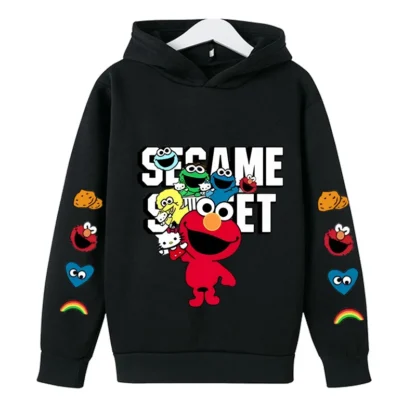 Sudaderas con capucha de primavera y otoño para niños y niñas, ropa deportiva para niños de 2 a 12 años, Top de manga larga de barrio sésamo fresco informal
