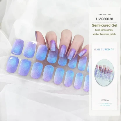 Tiras de uñas de Gel semicurado Starlight UV, pegatinas impermeables de Gel con purpurina completa, se requiere lámpara UV, 22 puntas