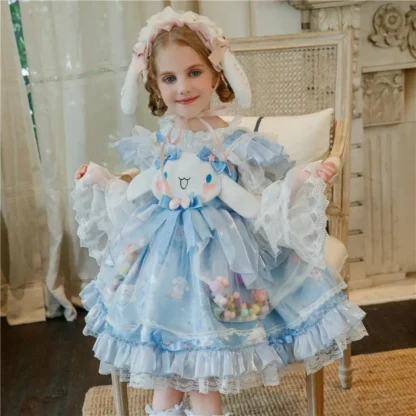 Vestido de Lolita para niñas Kawaii Cinnamoroll Sanrios Anime Otoño Invierno juego de rol Vestidos de princesa dulce tutú Vestidos vestido de regalo