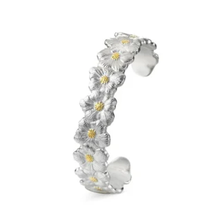Buccilati-pulsera de plata de ley abierta para mujer, brazalete vintage italiano, gardenia, nueva moda
