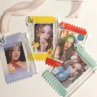 Bolsa protectora para tarjetas fotográficas de PVC de 3 pulgadas, colgante con forma de caramelo, tarjetero, funda protectora para tarjetas de estilo japonés, suministros para estudiantes