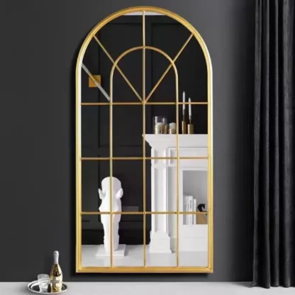 Espejo con forma de ventana para decoración de pared de estilo nórdico, espejo de longitud completa para sala de estar y baño, espejo de suelo a techo