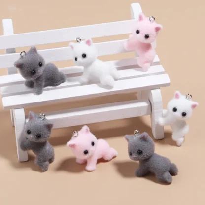 Dijes de gato tumbado 3D, colgante de gato de resina para pulsera Diy, collar, pendientes, llavero, accesorios hechos a mano, suministros, 30 piezas